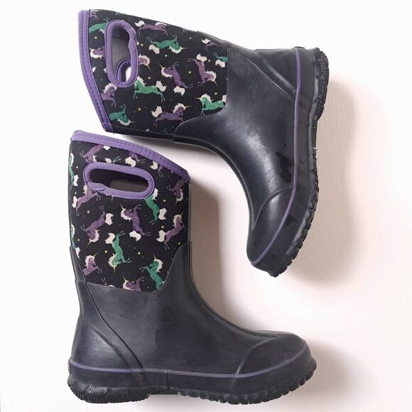 Bogs Kids Classic -30 Degree Insulated Unicorn Black Waterproof Boots Youth 5 38 - Picture 1 of 14